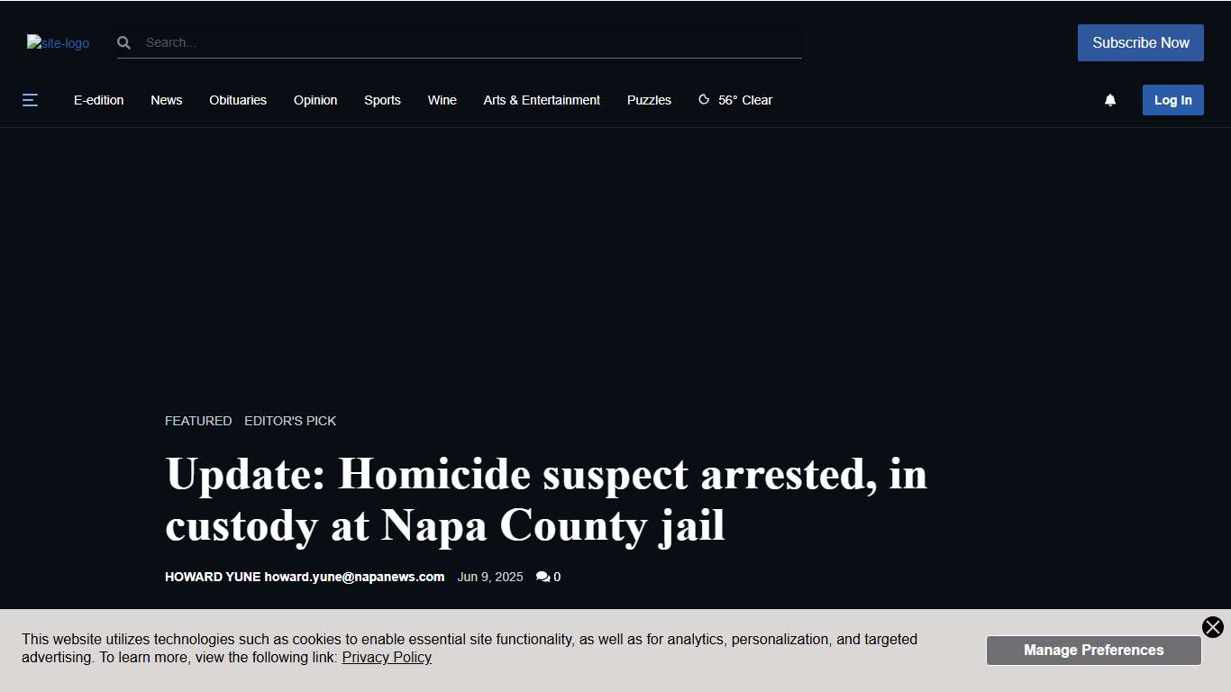 Homicide suspect arrested, booked into Napa County jail Crime & Courts napavalleyregister.com